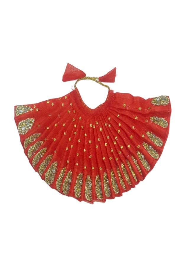Vrindavanstore.in Navratri لون أحمر خاص Durga Maa/MATA Rani/Devi maa poshak/طقم فستان - ملابس تقليدية كاملة لدورجا بوجا | مقاس 07 بوصة أيدول (4 بوصة Lehnga 2.5 بوصة Choli) - Image 3